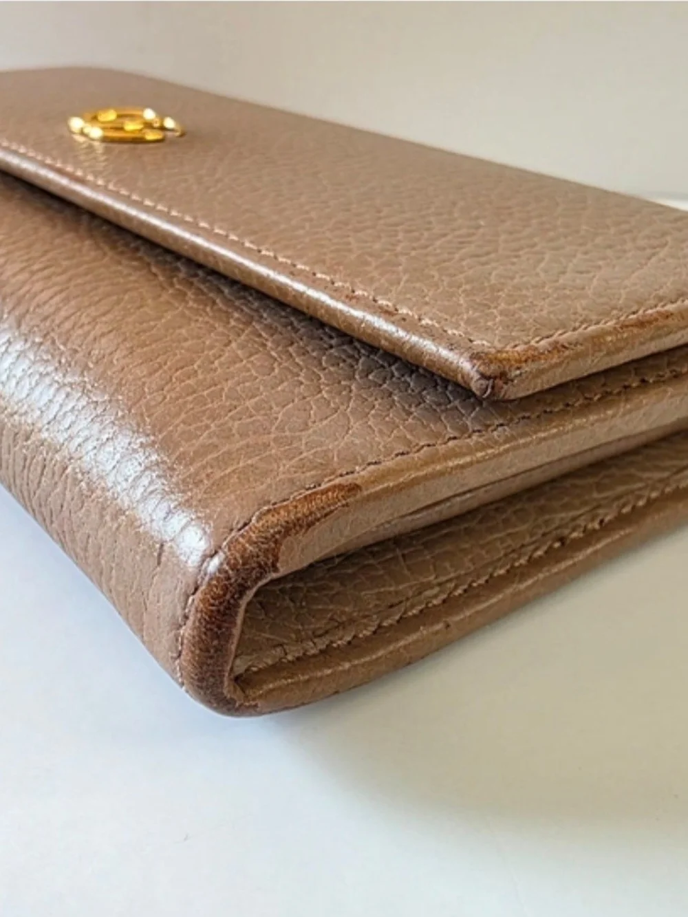 Gucci GG Marmont Taupe Continental Wallet Entrupy COA